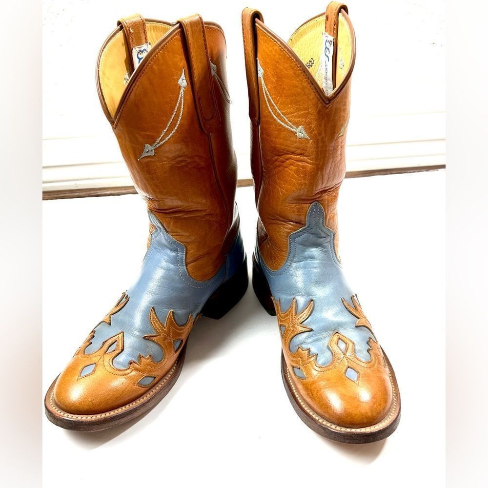 Anderson Bean Bellflower Blue/Tan Wingtip Leather Boots